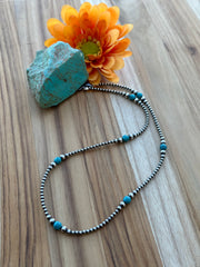 20" Navajo Style Pearl and Turquoise Necklace