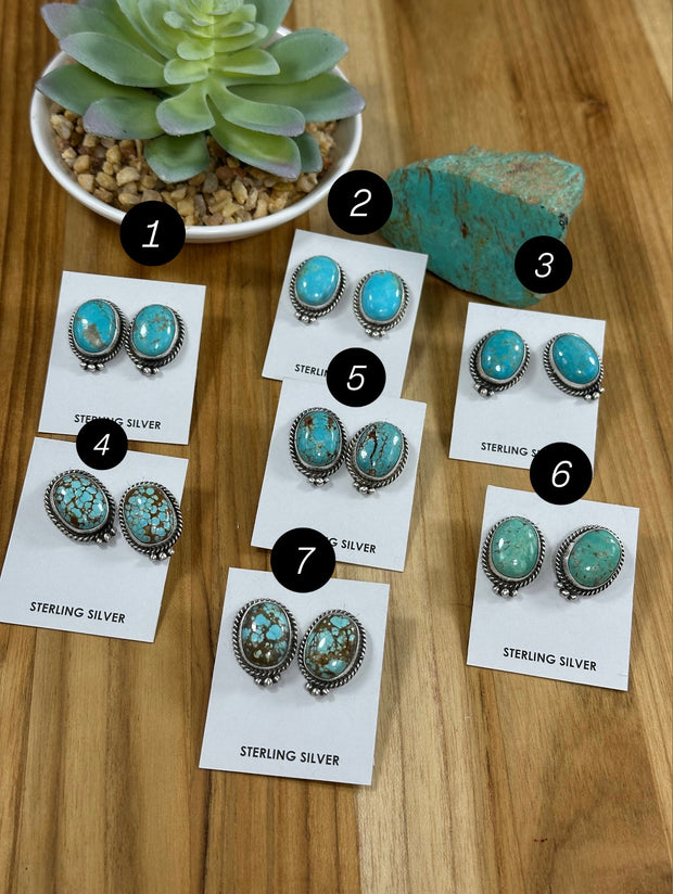 Kingman Turquoise Oval Stud Earrings