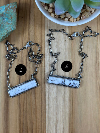 White Buffalo Adjustable Bar Necklace