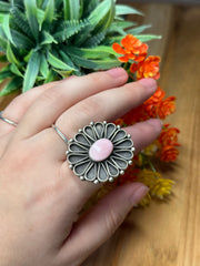 Sterling Silver and Pink Cluster Ring