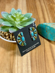 Kingman Turquoise Half Cluster Stud Earrings