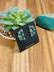 Kingman Turquoise Half Cluster Earrings