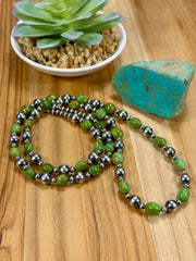 Sterling Silver Pearl & Turquoise Bead Necklace