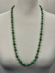 Sterling Silver Pearl & Turquoise Bead Necklace