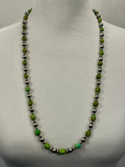 Sterling Silver Pearl & Turquoise Bead Necklace