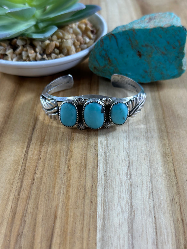 Kingman Turquoise Leaf Bracelet