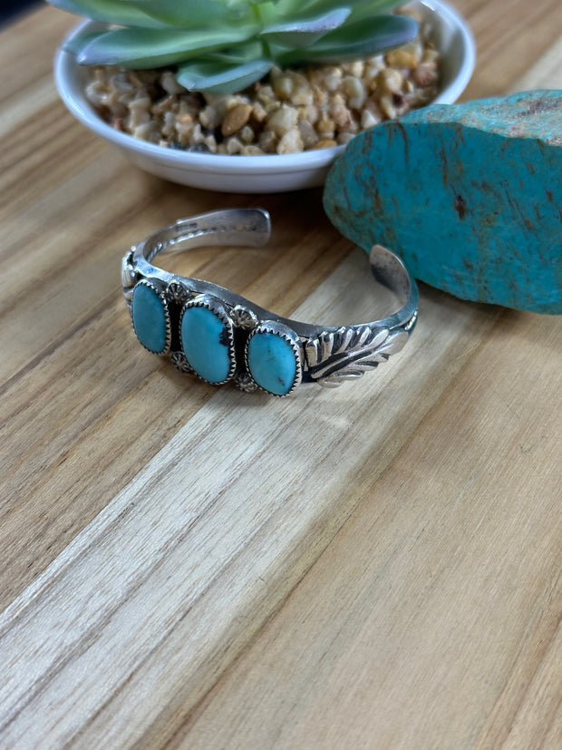Kingman Turquoise Leaf Bracelet