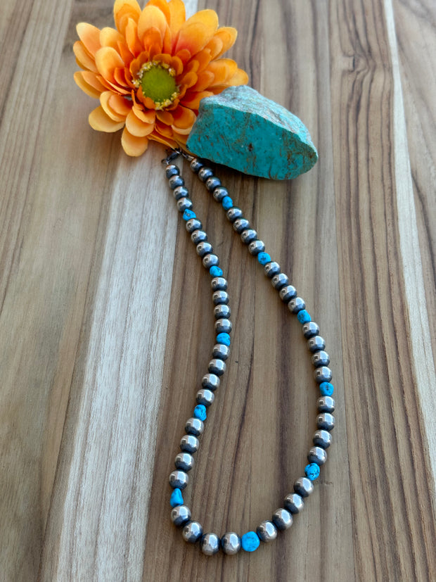 18" Turquoise and "Navajo Style" Pearl Necklace