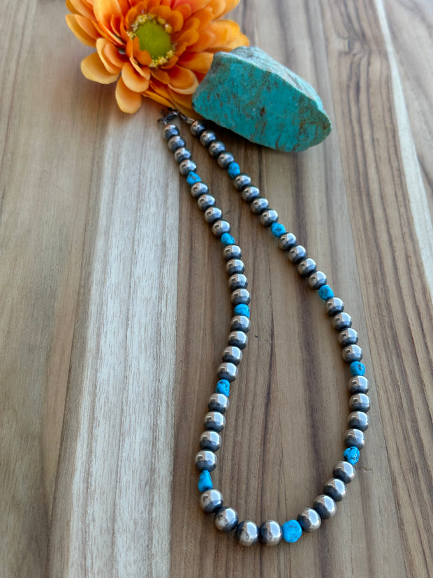18" Turquoise and "Navajo Style" Pearl Necklace