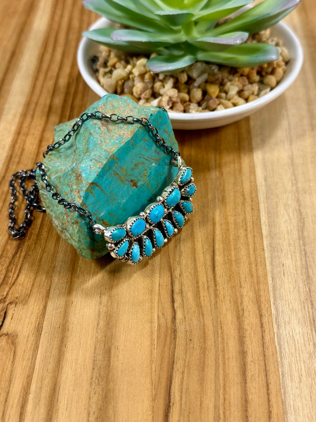 Kingman Turquoise Cradle Cluster Necklace