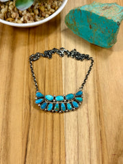 Kingman Turquoise Cradle Cluster Necklace