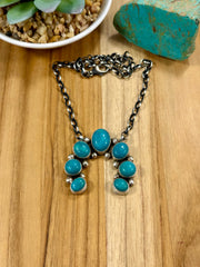 Kingman Turquoise Naja Cluster Pendant Necklace