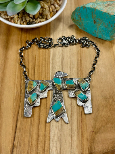 Kingman Turquoise Thunderbird Pendant Necklace