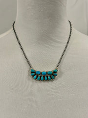 Kingman Turquoise Cradle Cluster Necklace