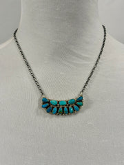 Kingman Turquoise Cradle Cluster Necklace