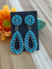 Turquoise Flower Cluster Earrings