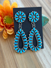 Turquoise Flower Cluster Earrings