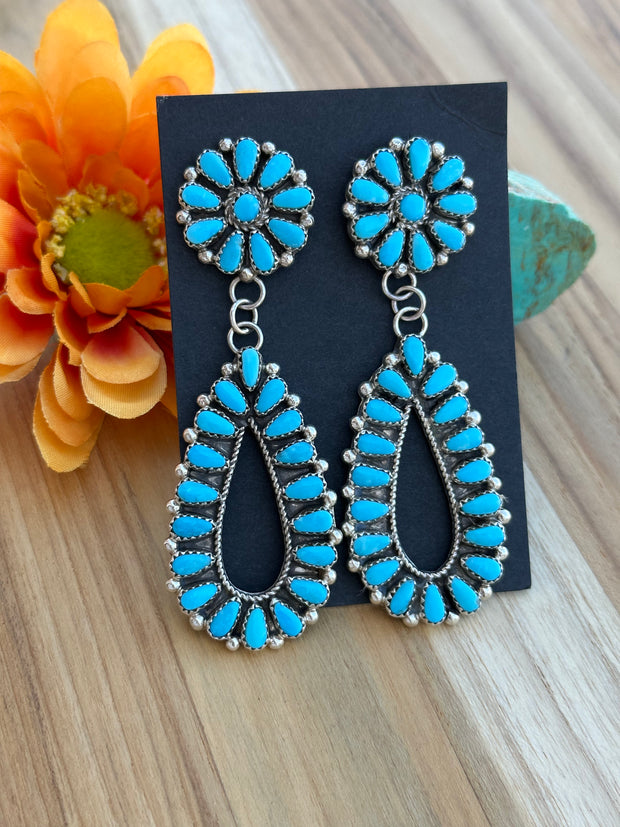 Turquoise Flower Cluster Earrings