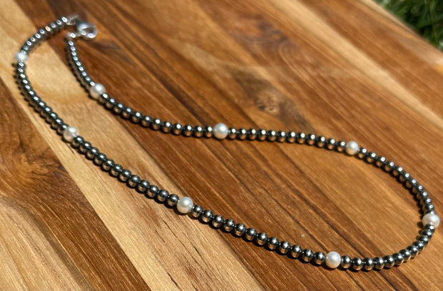 20 Inch Navajo Style and freshwater Pearl Necklace