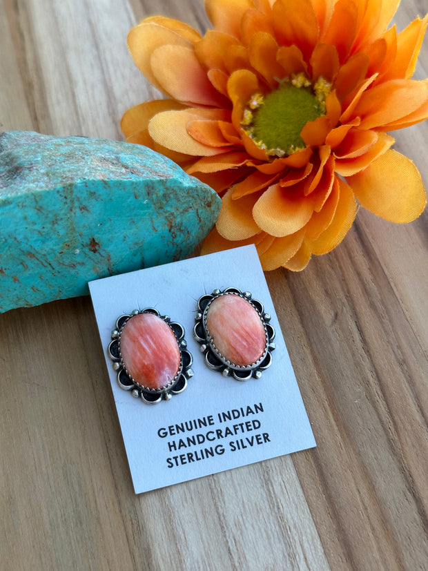 Orange Spiny Stud Earrings