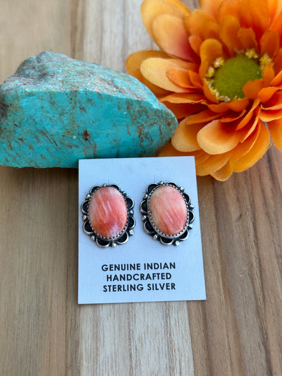 Orange Spiny Stud Earrings