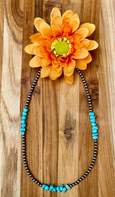 18 Inch Navajo Style Beads and Turquoise Necklace