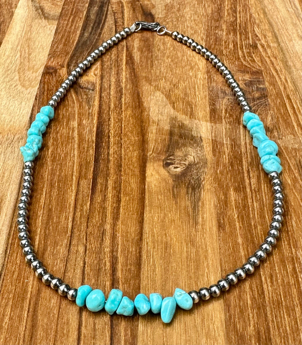 16 inch Navajo Style Beads and Turquoise Necklace