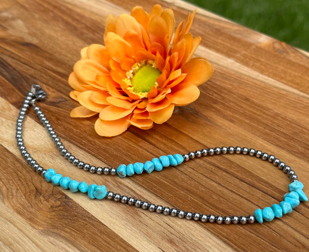 18 Inch Navajo Style Beads and Turquoise Necklace