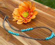 16 inch Navajo Style Beads and Turquoise Necklace