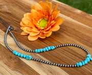 15" Navajo Style Beads and Turquoise Chip Necklace