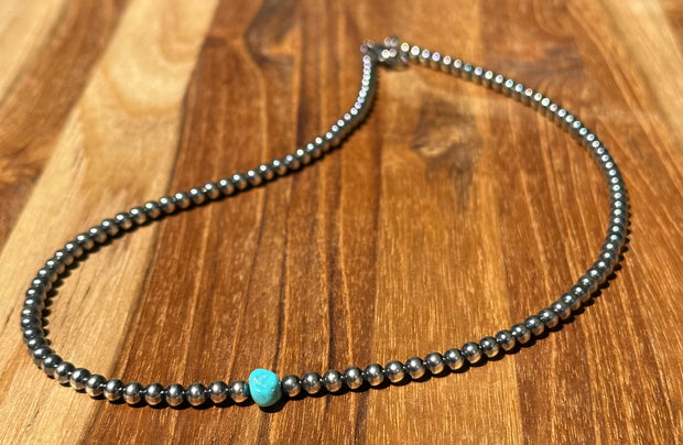 18 inch Navajo Style Beads and Turquoise stone Necklace