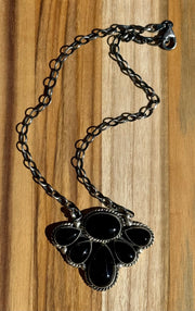Black Onyx 17 inch Half Cluster Necklace