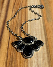 Black Onyx 17 inch Half Cluster Necklace