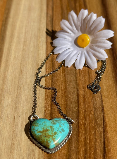 17 inch Turquoise Heart Necklace