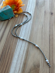 18" Navajo Style Bead and Freshwater Pearl Y-Necklace
