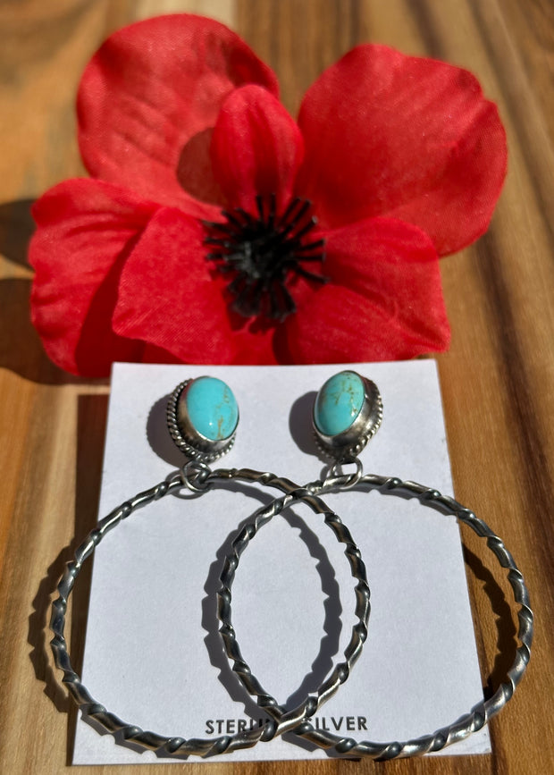 Kingman Turquoise Hoop Earrings