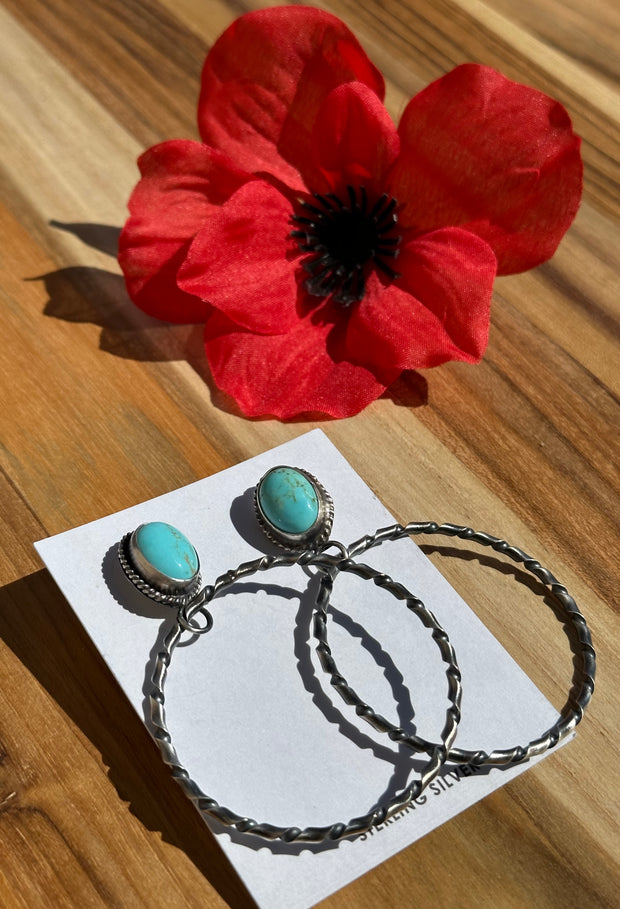 Kingman Turquoise Hoop Earrings