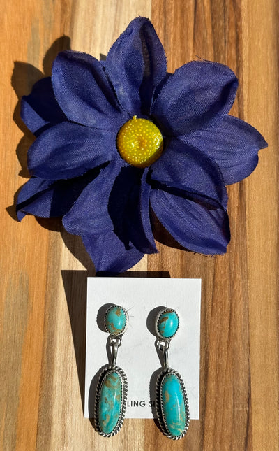 Two Stone Dangle Turquoise Earrings