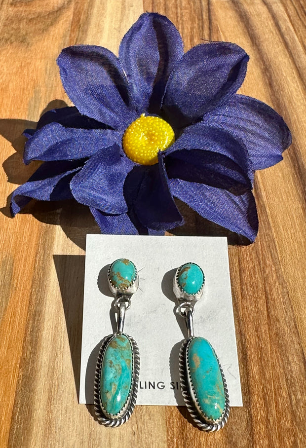 Two Stone Dangle Turquoise Earrings