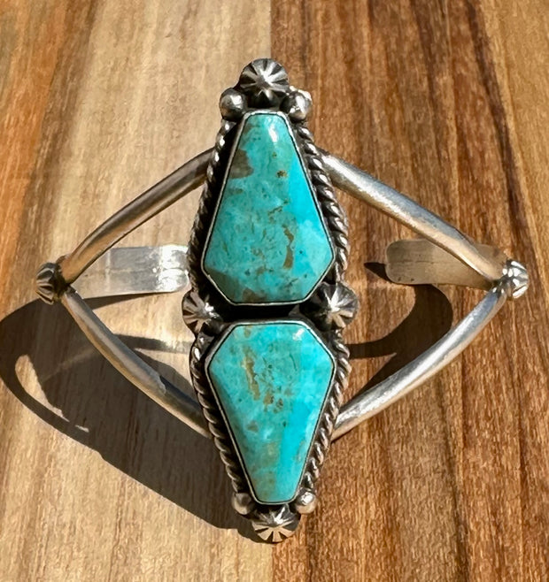 2 Stone Triangle Turquoise Bracelet
