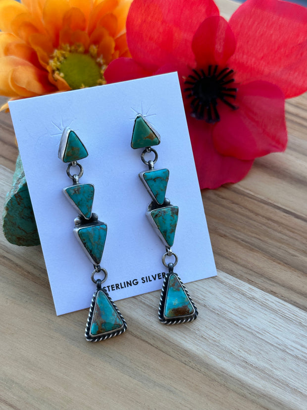 4 Stone Turquoise Earrings