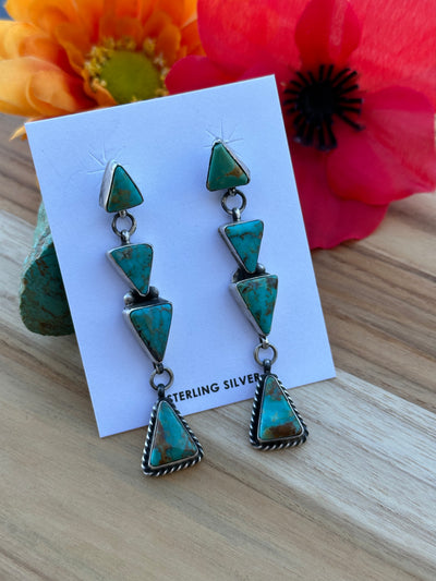 4 Stone Turquoise Earrings