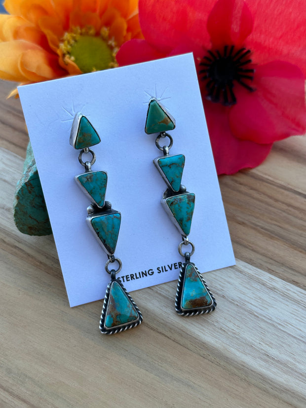 4 Stone Turquoise Earrings