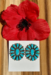 Kingman Turquoise Cluster Stud Earrings