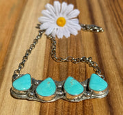 Kingman Turquoise 4 Stone Bar Necklace