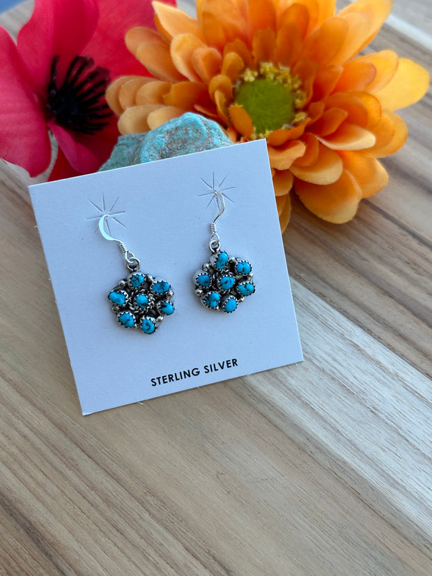 Kingman Turquoise Cluster Dangle Earrings
