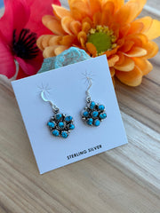 Kingman Turquoise Cluster Dangle Earrings