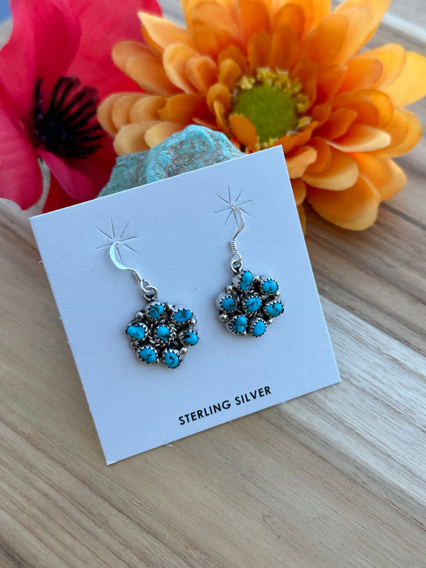 Kingman Turquoise Cluster Dangle Earrings
