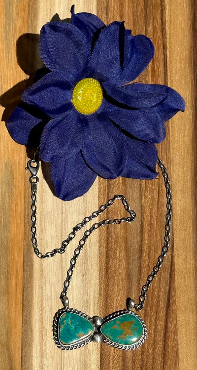 2 Stone Turquoise Fixed Pendant Necklace