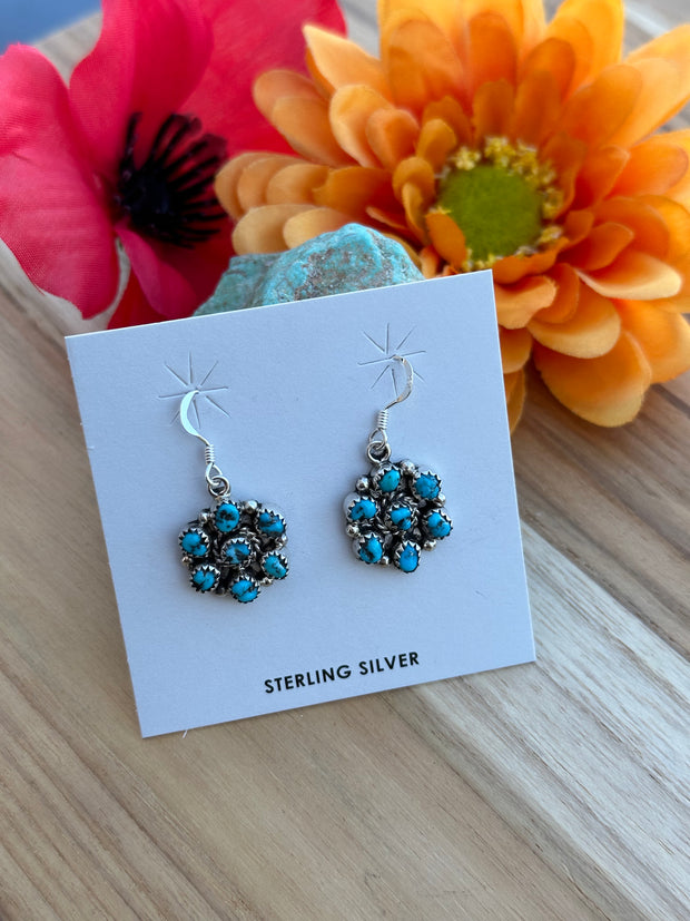 Kingman Turquoise Cluster Dangle Earrings